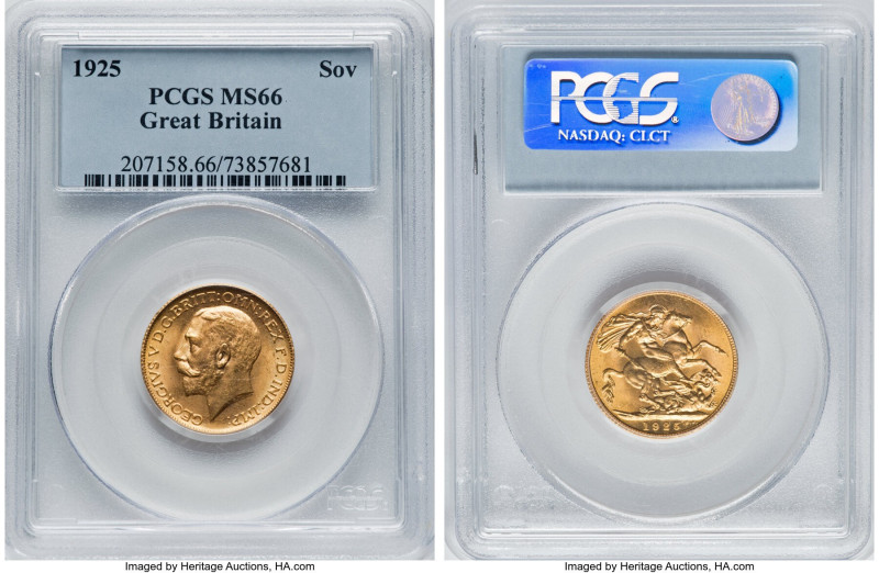 George V gold Sovereign 1925 MS66 PCGS, KM820, S-3996. A lovely Gem representati...