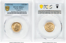 George V gold 1/2 Sovereign 1925-SA MS64+ PCGS, Pretoria mint, KM20, S-4010. A lovely piece energized by sparkly, swirling luster. HID09801242017 © 20...