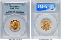 George V gold Sovereign 1928-SA MS66 PCGS, Pretoria mint, KM21, S-4004. A sublime Gem with outstanding surfaces. Out of the 500 examples currently in ...