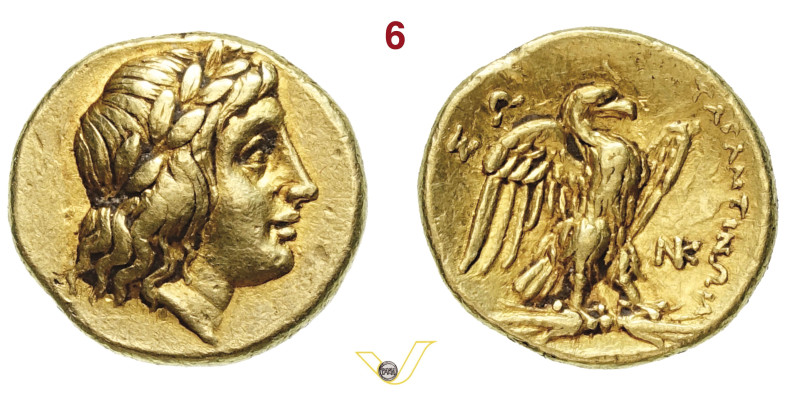 CALABRIA Tarentum Epoca di Pirro (302-281 a.C.) 1/4 di Statere. D/ Testa laureat...