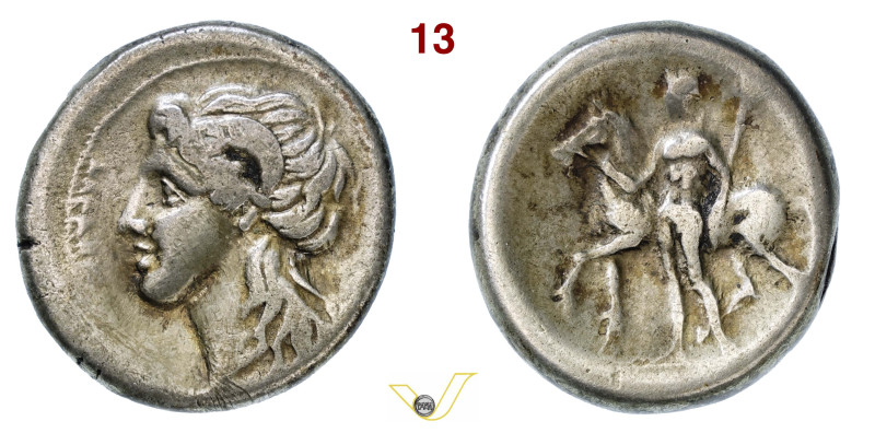 CAMPANIA Nuceria Alfaterna (280-268 a.C.) Didramma. D/ Testa di Epidio (?) con c...