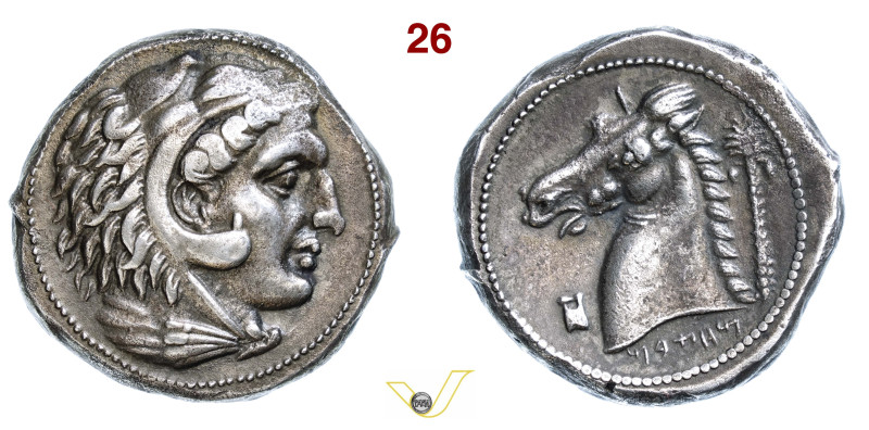 SICILIA Siculo-Punica (300-289 a.C.) Tetradramma. D/ Testa Eracle con pelle leon...