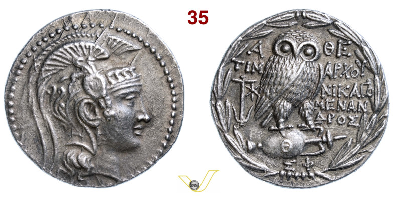 ATTICA Atene (165-42 a.C.) Tetradramma (Tymarchos, Nikago e Menandros, magistrat...