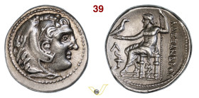 MACEDONIA ALESSANDRO III, MAGNO (336-323 a.C.) Tetradramma (Cassandro, 306-297) Amphipolis D/ Testa di Eracle con pelle leonina R/ Giove seduto con sc...
