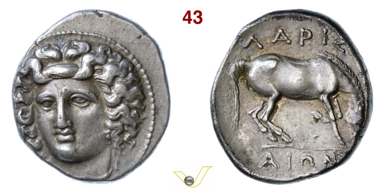 TESSALIA Larissa (395-344 a.C.) Dracma D/ Testa di tre quarti della Ninfa Lariss...