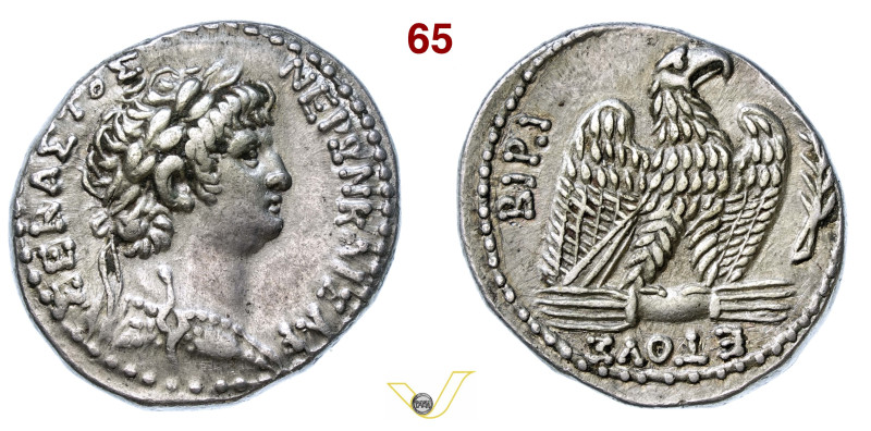 NERONE (54-68) Tetradramma Siria, Antiochia ad Orontem D/ Busto laureato R/ Aqui...