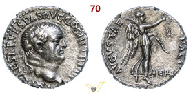 VESPASIANO (69-79) Denario Efeso D/ Testa laureata R/ La Vittoria con corona e palma. Coh. 276 RIC II 1431 Ag g 2,85 mm 17 • Ex Artemide, 2010, 8658 q...