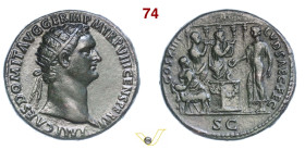 DOMIZIANO (81-96) Dupondio D/ Testa radiata R/ Domiziano stante a sinistra sacrifica su altare. A sinistra, victimarius con capra e agnello. Al centro...