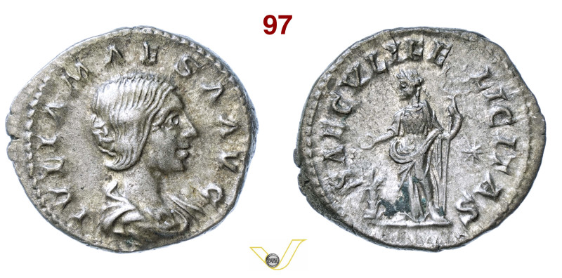 GIULIA MESA (218-220, nonna di Elagabalo) Denario D/ Busto drappeggiato R/ La Fe...