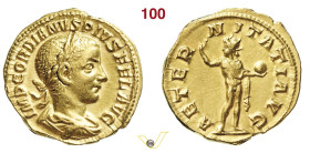GORDIANO III, Pio (238-244) Aureo D/ Busto laureato, drappeggiato e corazzato R/ Il Sole stante con globo. Coh. 37v. RIC 97 Au g 5,10 mm 19 SPL (No de...