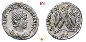 OTACILIA SEVERA († 249 moglie di Filippo I) Tetradramma Antiochia, Siria D/ Busto diademato e drappeggiato su crescente R/ Aquila con corona nel becco...