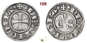 ANCONA REPUBBLICA (1250-1389) Grosso primitivo D/ Croce patente R/ Lettere C V S su due righe CNI 1/4 Biaggi 32 Ag g 1,43 mm 19 R BB+