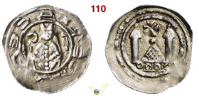 AQUILEIA ULRICH II (1161-1182) Denaro (1178-1182) D/ FRIACENSIS retrogrado; Busto frontale di Vescovo con pastorale e Vangelo R/ Tempio con due torri ...