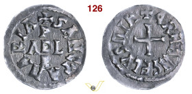 BENEVENTO ADELCHI, Principe (857-858) Denaro (853-867) D/ P ADL R su tre righe R/ Croce MIR 234 CNI 11-14 Ag g 1,16 mm 17 RRR • Patina di monetiere q....