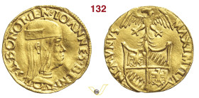 BOLOGNA GIOVANNI II BENTIVOGLIO (1494-1509) Ducato s.d. D/ Busto corazzato con berretto R/ Stemma sormontato da aquila ad ali spiegate MIR 40 CNI 17/2...