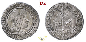 BOLOGNA GIOVANNI II BENTIVOGLIO (1494-1509) Da 8 Bolognini D/ Busto con berretto R/ Stemma sormontato da aquila ad ali spiegate MIR 45 CNI 44/46 (Mezz...