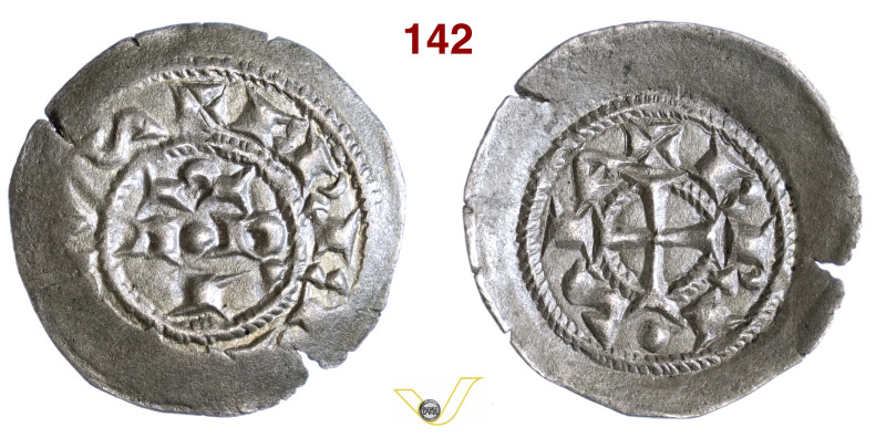 BRESCIA COMUNE, a nome di Federico I (1186-1311) Denaro scodellato D/ P R I su d...