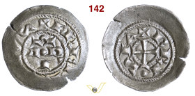 BRESCIA COMUNE, a nome di Federico I (1186-1311) Denaro scodellato D/ P R I su due righe e sopra omega R/ Croce entro cerchio MIR 108 CNI 1/8 Mi g 0,7...