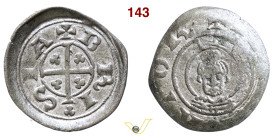BRESCIA COMUNE, a nome di Federico I (1186-1311) Obolo (1186-1250) D/ Croce intersecante e trifogli nei quarti R/ Busto frontale nimbato di S. Apollon...