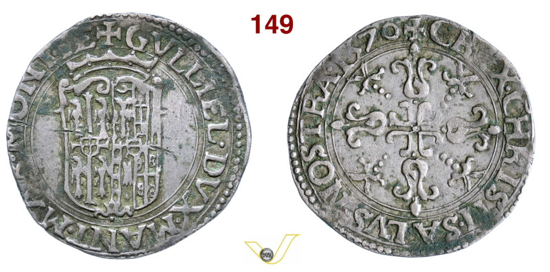 CASALE GUGLIELMO GONZAGA (1550-1587) Bianco 1570 D/ Stemma coronato R/ Croce orn...