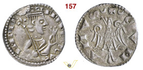 COMO COMUNE, a nome di Federico II (XII-XIV Secolo) Grosso da 4 Denari imperiali (1254-1255) D/ Busto coronato con lungo scettro e giglio R/ Aquila ad...