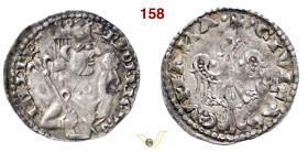 COMO COMUNE, a nome di Federico II (XII-XIV Secolo) Grosso da 4 Denari imperiali (1254-1255) D/ Busto coronato con lungo scettro e fiore R/ Aquila ad ...