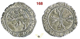 CREMONA CABRINO FONDULO (1413-1420) Mezzo Grosso D/ Leone rampante con spada R/ Croce fiorata MIR 303 CNI 8/10 B.S.C. 25 Ag g 0,81 mm 18 RR q.SPL