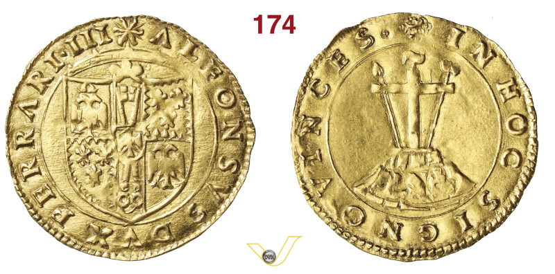 FERRARA ALFONSO I D'ESTE (1505-1534) Scudo d'oro del Sole s.d. "in hoc signo vin...