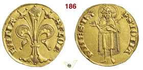 FIRENZE REPUBBLICA (1189-1532) Fiorino, simbolo ramo d'ulivo con tre foglie e frutto (Signore di zecca sconosciuto, 1267-1303) D/ Grande giglio R/ San...