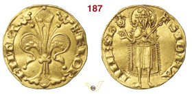 FIRENZE REPUBBLICA (1189-1532) Fiorino, simbolo fiasca (Totto di Tedaldo, 1317, I Semestre)) D/ Grande giglio R/ San Giovanni stante con croce MIR 7/1...