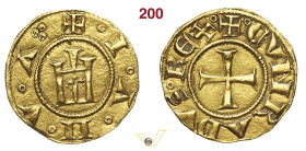 GENOVA REPUBBLICA (1139-1339) Genovino di I tipo, simbolo tre anelli a triangolo D/ Castello R/ Croce patente MIR 5 Lun. 9 Au g 3,54 mm 19 q.SPL