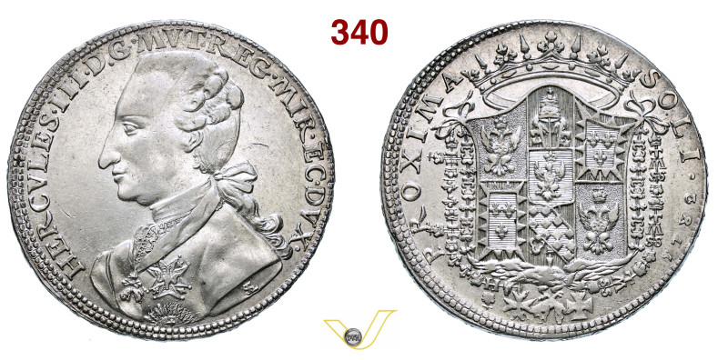 MODENA ERCOLE III D'ESTE (1780-1796) Da 3 Scudi 1782 MIR 857 CNI 1 Ag g 27,52 mm...