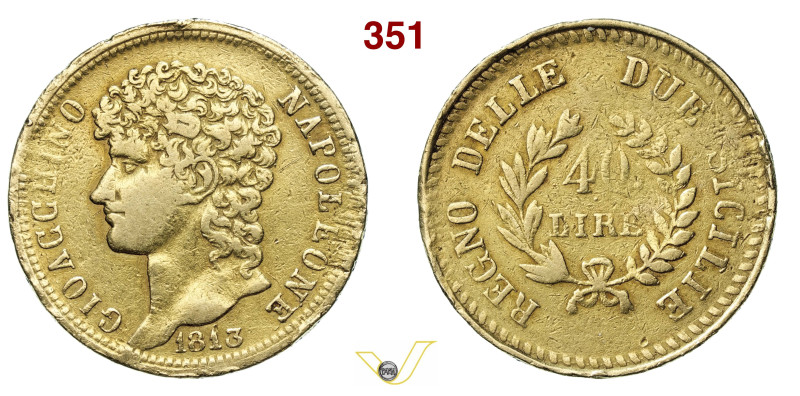 NAPOLI GIOACCHINO NAPOLEONE MURAT (1808-1815) 40 Lire 1813 "rami corti" Pagani 5...