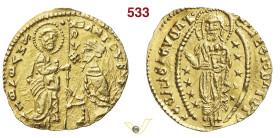 CHIO LA MAONA (1347-1566 circa) Ducato a nome di Antonio Venier (1382-1400) con un solo punto a s. del vessillo (Foglia Vecchia ?) D/ San Marco conseg...