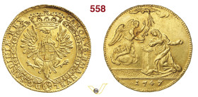 CARLO EMANUELE III (1730-1773) Da 4 Zecchini 1747 Torino D/ Aquila sabauda coronata e, attorno, il collare dell'Annunziata R/ Scena dell'Annunciazione...