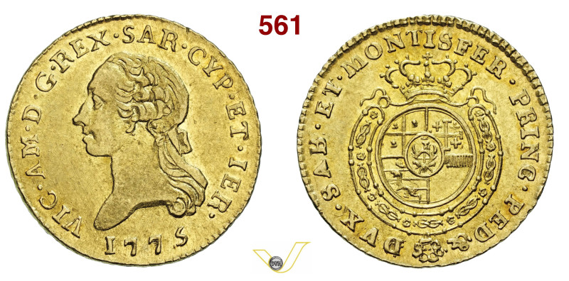 VITTORIO AMEDEO III (1773-1796) 1/2 Doppia 1775 Torino MIR 983c Mont. 307 Au g 4...