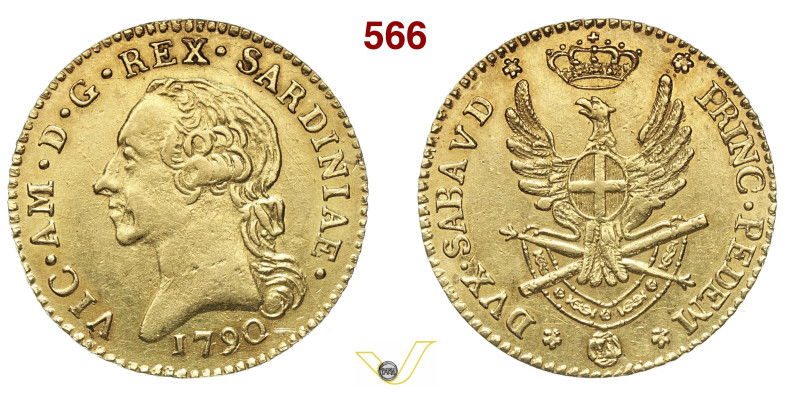 VITTORIO AMEDEO III (1773-1796) Doppia 1790 Torino MIR 982e Au g 9,10 mm 25 R BB...