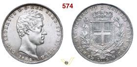 CARLO ALBERTO (1831-1849) 5 Lire 1844 Genova MIR 1047ad Pagani 255 Ag g 25,04 mm 37 q.FDC