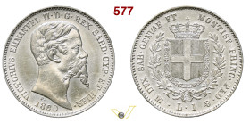 VITTORIO EMANUELE II, Re di Sardegna (1849-1861) 1 Lira 1860 Milano MIR 1059p Pagani 416 Ag g 4,96 mm 23 • Minuscolo colpetto al bordo BB÷SPL