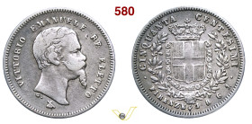 VITTORIO EMANUELE II, RE ELETTO (1859-1861) 50 Centesimi 1861 Firenze MIR 1069c Pagani 444 Ag g 2,39 mm 18 RRR MB