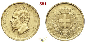 VITTORIO EMANUELE II, Re d'Italia (1861-1878) 20 Lire 1861 "T su F" Torino MIR 1078b Pagani 455a Au g 6,43 mm 21 R • Fondi speculari SPL