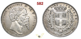 VITTORIO EMANUELE II (1861-1878) 5 Lire 1861 Firenze MIR 1081a Pagani 481 Ag g 24,93 mm 37 RR • Colpetto BB
