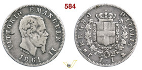 VITTORIO EMANUELE II (1861-1878) 1 Lira 1861 Firenze MIR 1085a Pagani 510 Ag g 4,85 mm 23 RR MB