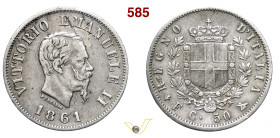 VITTORIO EMANUELE II (1861-1878) 50 Centesimi 1861 Firenze MIR 1087a Pagani 520 Ag g 2,45 mm 18 RR BB