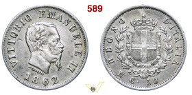 VITTORIO EMANUELE II (1861-1878) 50 Centesimi 1862 Napoli MIR 1087c Pagani 523 Ag g 2,50 mm 18 R BB