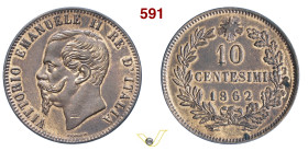 VITTORIO EMANUELE II (1861-1878) 10 Centesimi 1862 s.s.z. (Parigi) MIR 1092b Pagani 539 Cu g 9,42 mm 30 NC SPL