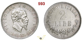 VITTORIO EMANUELE II (1861-1878) 2 Lire 1863 "Valore" Torino MIR 1084b Pagani 509 Ag g 10,02 mm 27 R BB