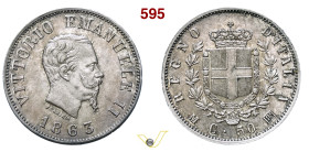 VITTORIO EMANUELE II (1861-1878) 50 Centesimi 1863 Milano MIR 1087e Pagani 525 Ag g 2,50 mm 18 • Bella patina q.FDC