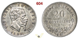 VITTORIO EMANUELE II (1861-1878) 20 Centesimi 1867 "Valore" Torino MIR 1090d Pagani 537 Ag g 1,01 mm 16 R SPL
