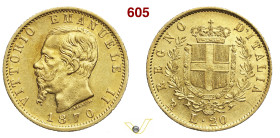 VITTORIO EMANUELE II (1861-1878) 20 Lire 1870 Roma MIR 1078k Pagani 464 Mont. 141 Cudazzo 1190 Au g 6,41 mm 21 RR q.SPL